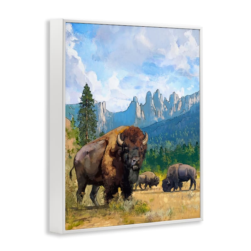 Stupell Grazing Bison Desert Abstraction Framed Giclee Art Design By David Owens