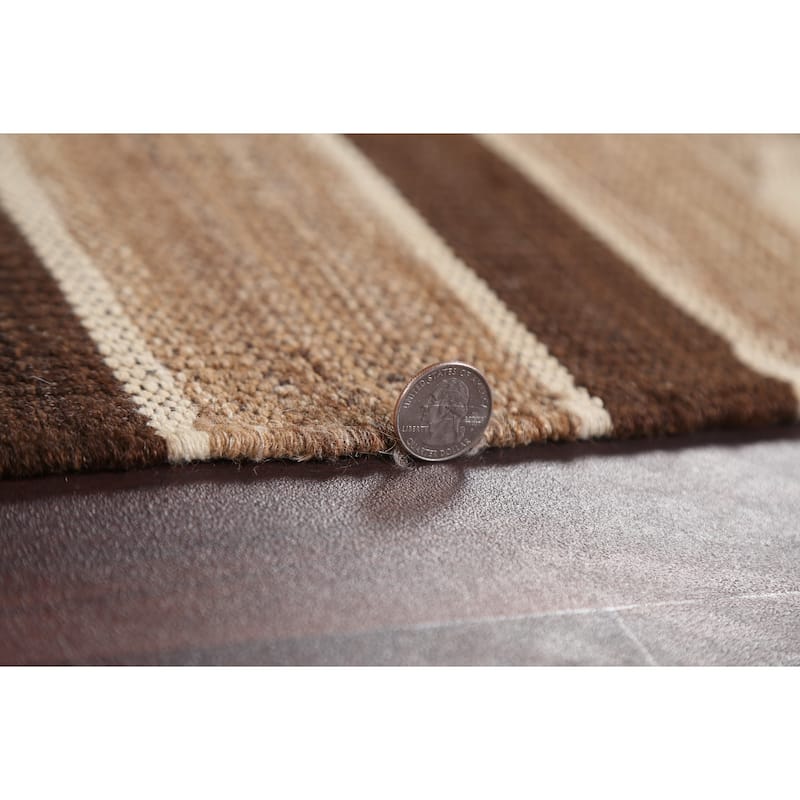 Natural Dye Tribal Kilim Area Rug Flat-woven Contemporary Wool Carpet - 5'0" x 6'9"