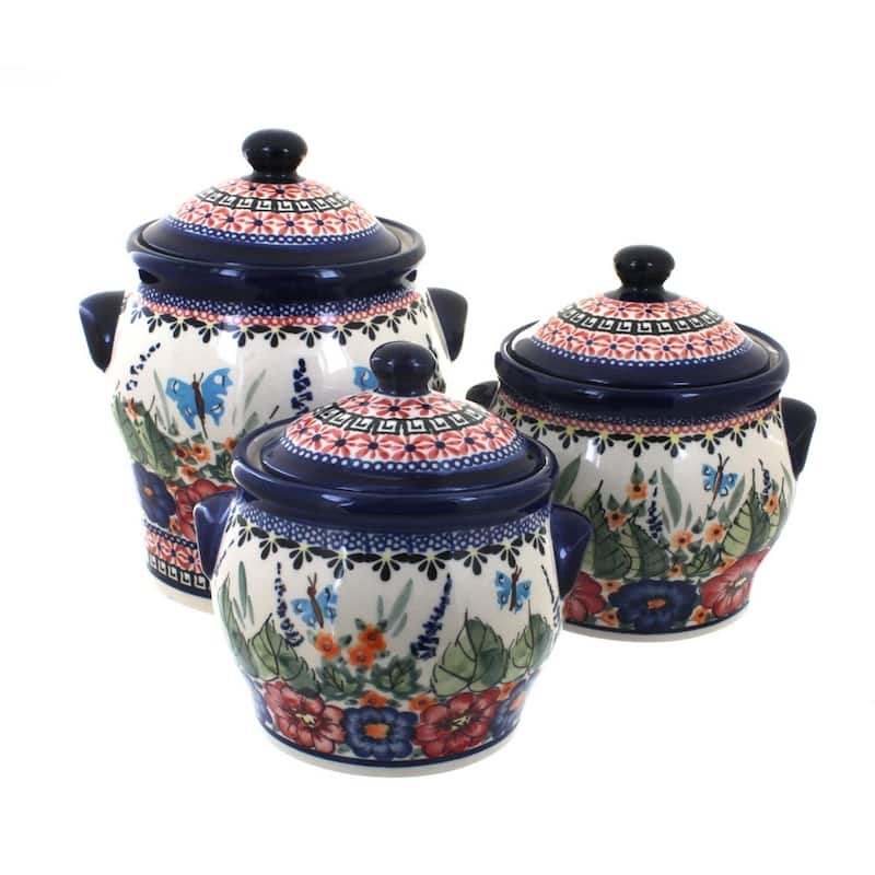 Blue Rose Polish Pottery 1300 Zaklady Canister Set