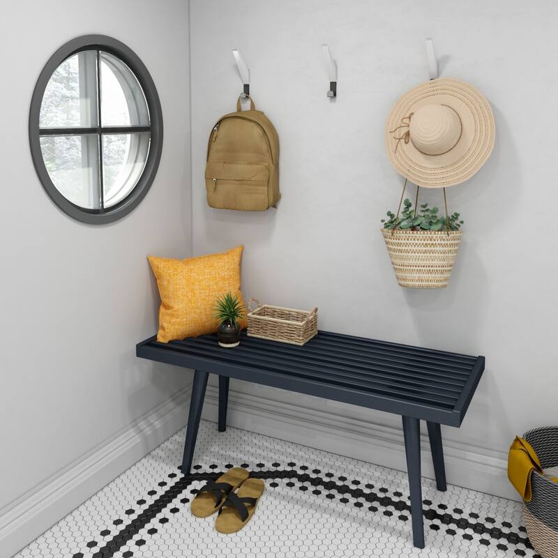 Plank and Beam Mid Century Single Wood Entryway Bench
