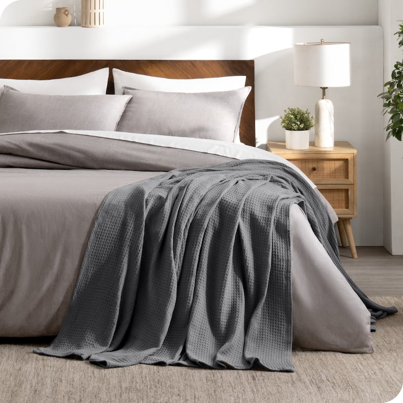 Bare Home Cotton Waffle Bed Blanket