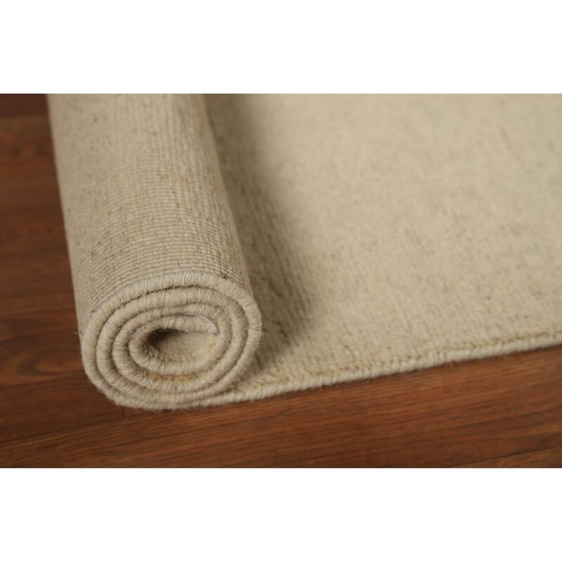 Ivory Gabbeh Modern Foyer Rug Hand-Knotted Wool Carpet - 2'9"x 4'0"