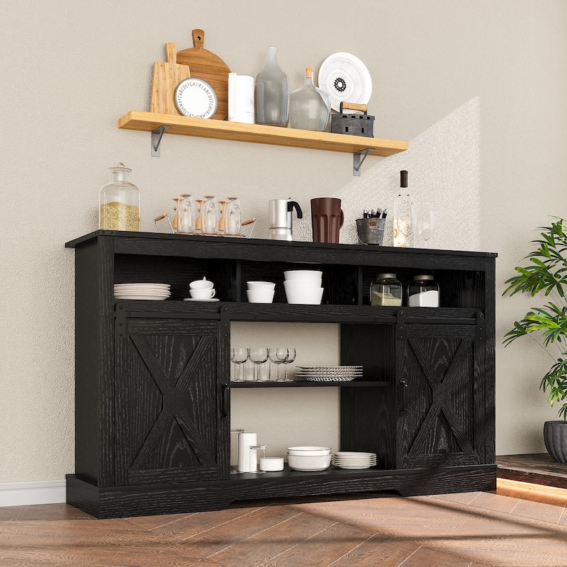Farmhouse TV Stand for 65 inch TV with Sliding Barn Doors