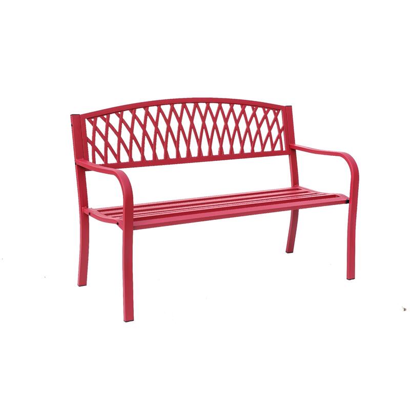 Cast Iron Outdoor Garden Bench - 50" - Red