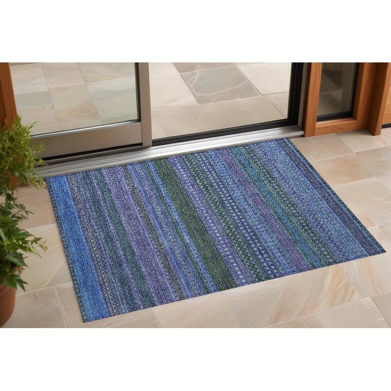 Taro Stripe Weather Resistant Timeless Fusion Runner Outdoor Rug - 3' x 5' - Multi