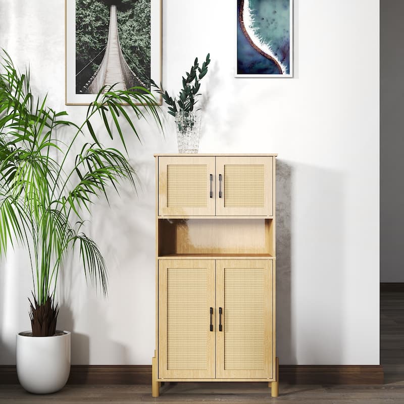 Mid-Century Modern 4-Door Storage Cabinet