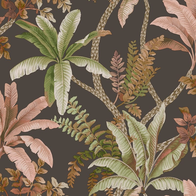 Trailing Palm Non-Pasted Wallpaper – 396in. x 21in. – Covers 56 square feet - Charcoal