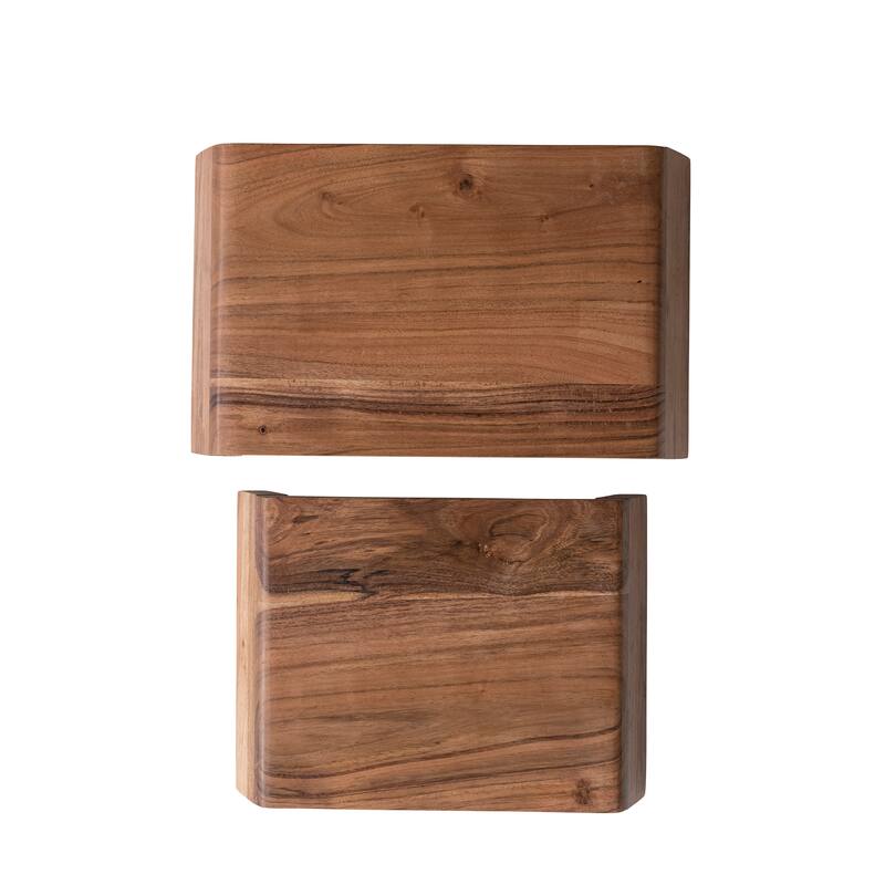 Acacia Wood Nesting Pedestals - 17.0"L x 10.0"W x 3.0"H - 17.0"L x 10.0"W x 3.0"H