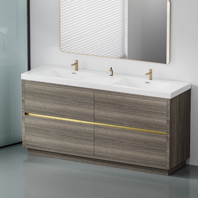 GDFStudio 72" Freestanding Bathroom Vanity with Double Sinks