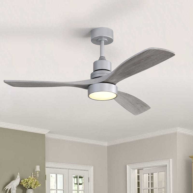 Sofucor 48/52 Inch Wood Ceiling Fan with Light and Remote/Smart App Voice Control, Dimmable Lights Included