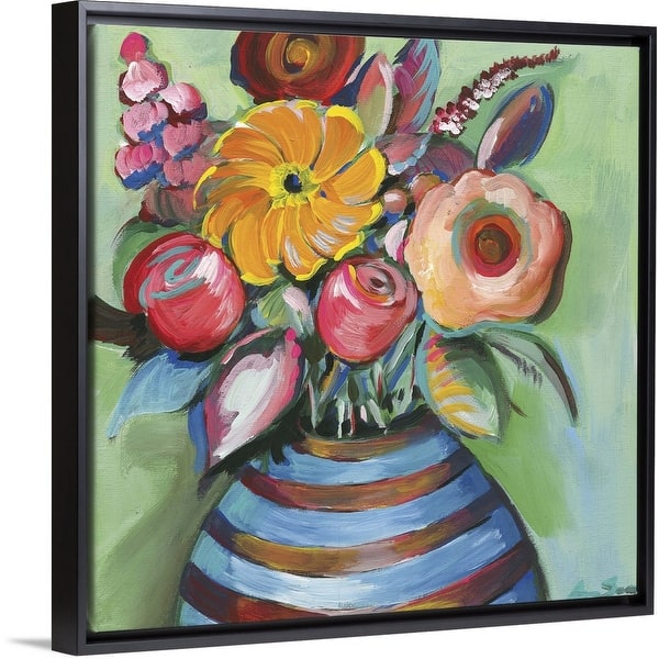 Shop Bouquet Black Float Frame Canvas Art Overstock 25494945