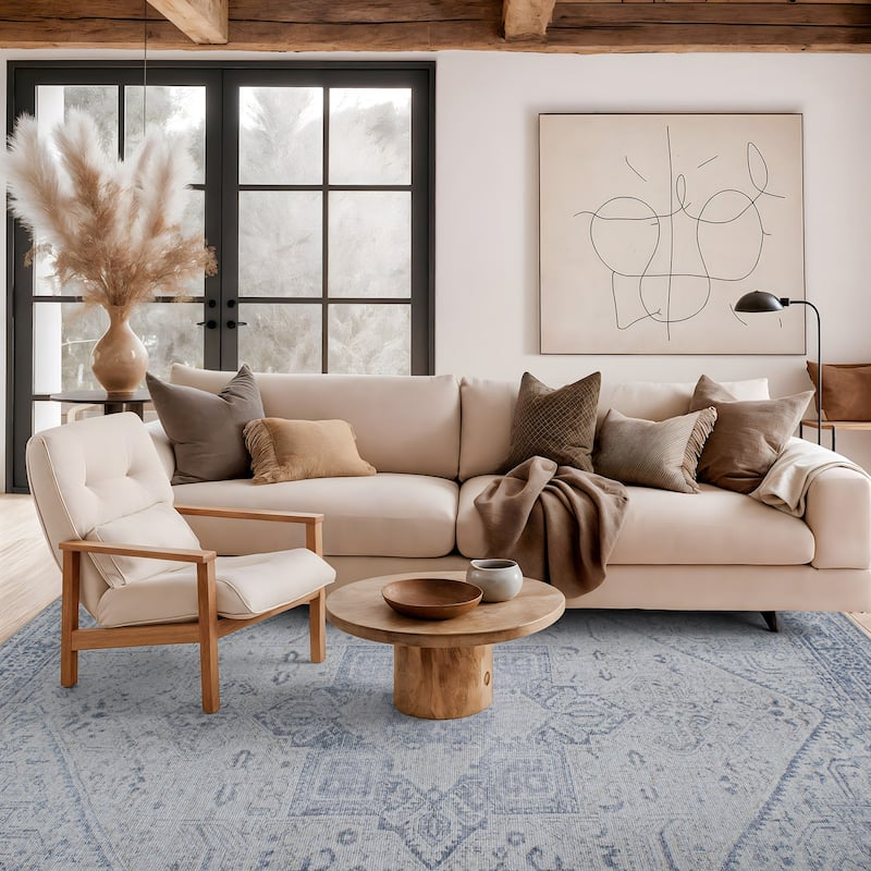 World Rug Gallery Medallion Boho Washable Area Rug - 5' x 7' - Rectangle