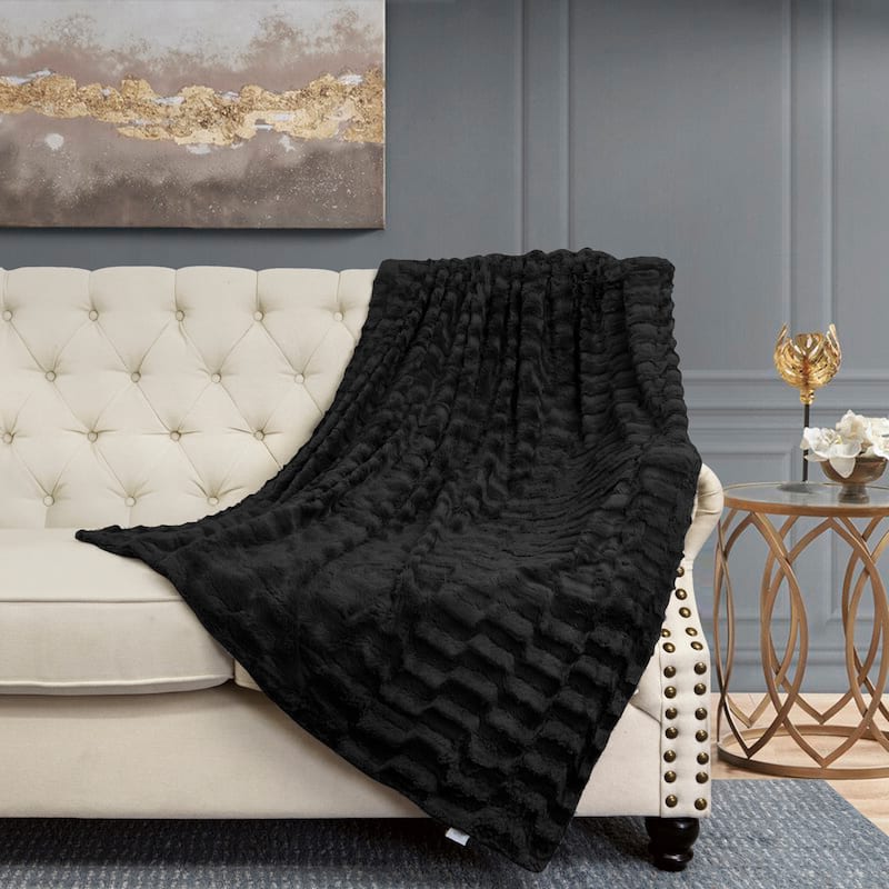 Oversized Saga Double Sided Fauxfur Throw, 60" x 80"