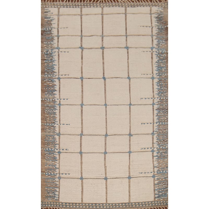 All-Over Moroccan Modern Area Rug Handmade Wool Carpet - 6'0"x 9'6"
