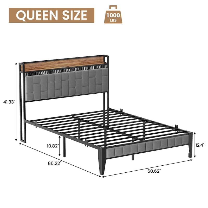 Bed Frame with Charging Station