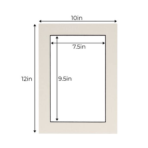 White Photo Mat with Black Core 10x12 for 8x10 Photos Fits 10x12