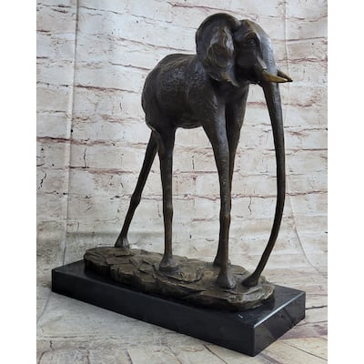 Hot Cast Bronze Metal Imitative Elephant Sculpture Statue Figure After Salvador Dali On Marble Base