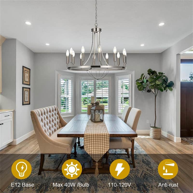 12-Light Modern Farmhouse Chandelier