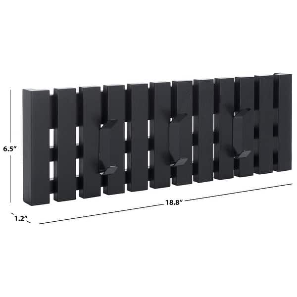 dimension image slide 6 of 12, SAFAVIEH Cato 3-Hook Wall Mounted Coat Rack - 19" W x 1" D x 7" H