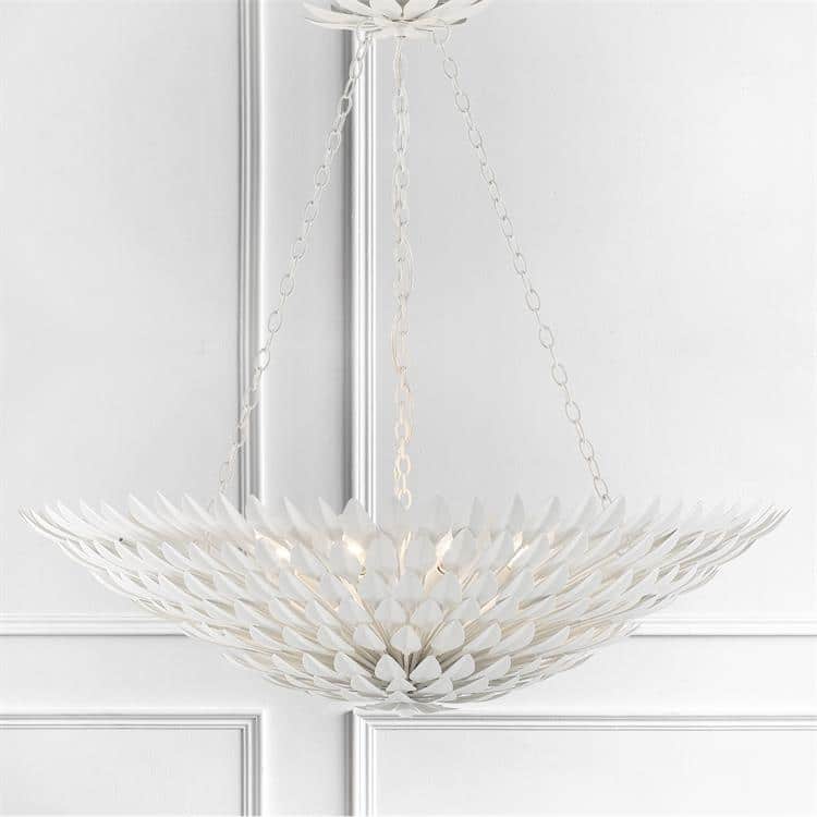 Broche 8 Light Matte White Chandelier - 30'' W x 12'' H