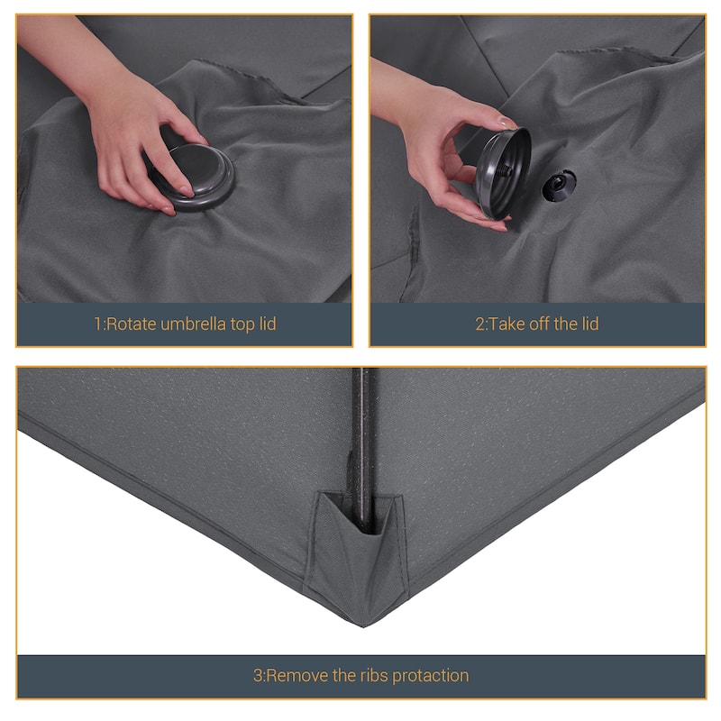 LIVOOSUN 7.5ft Steel Patio Market Umbrella Tilt System