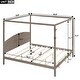 preview thumbnail 14 of 15, 83.9"L Wood Canopy Bed Platform Bed with Headboard and Support Legs,King Size