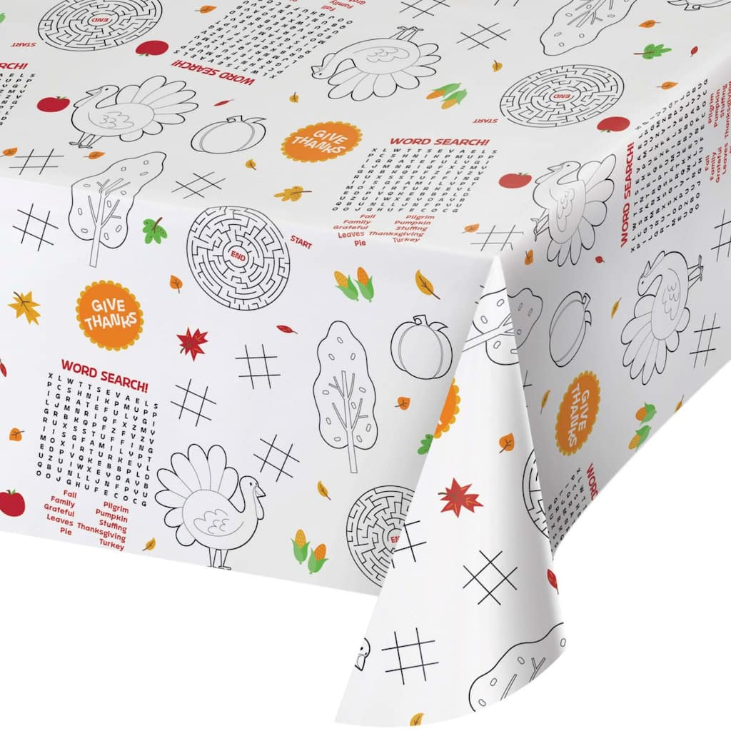 Fall Harvest Activities Rectangular Disposable Tablecloths - 84" x 54" - Set of 12