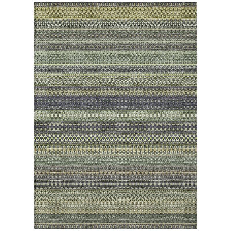 Tax Stripe Weather Resistant Timeless Fusion Outdoor Rug - 3' x 5' - Green