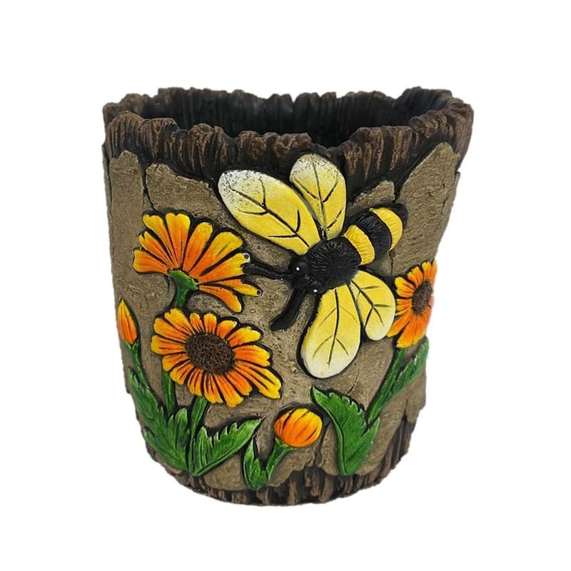 6" Cement Daisy Planter