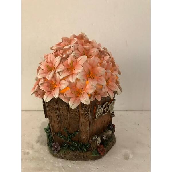 Shop 8 5 Pink Floral Fairy Garden Home Statue With Solar Light