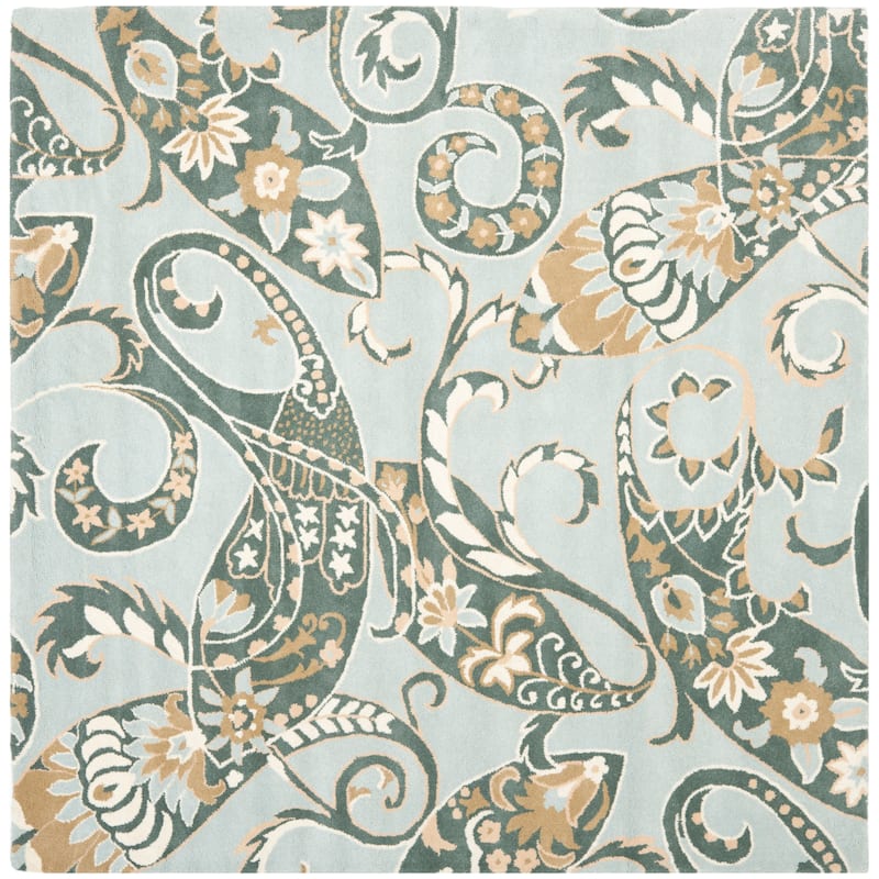 SAFAVIEH Handmade Wyndham Rosaleen Modern Wool Rug - 7' Square - Blue/Multi