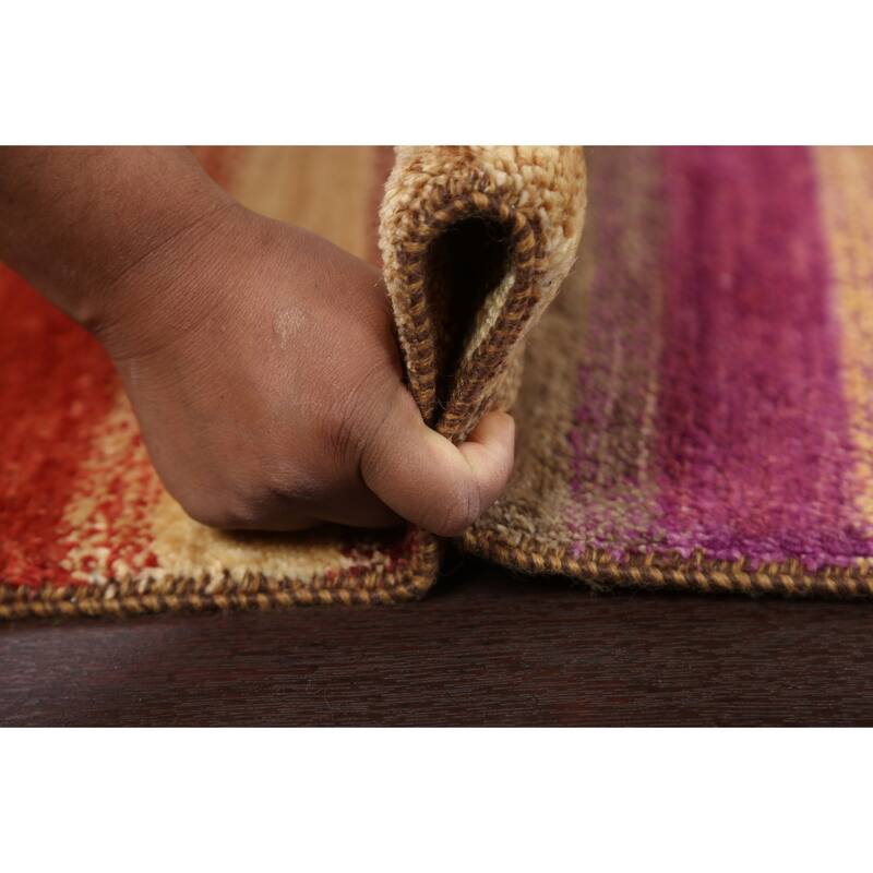 Striped Gabbeh Kashkoli Oriental Area Rug Wool Handmade Foyer Carpet - 3'1" x 5'1"