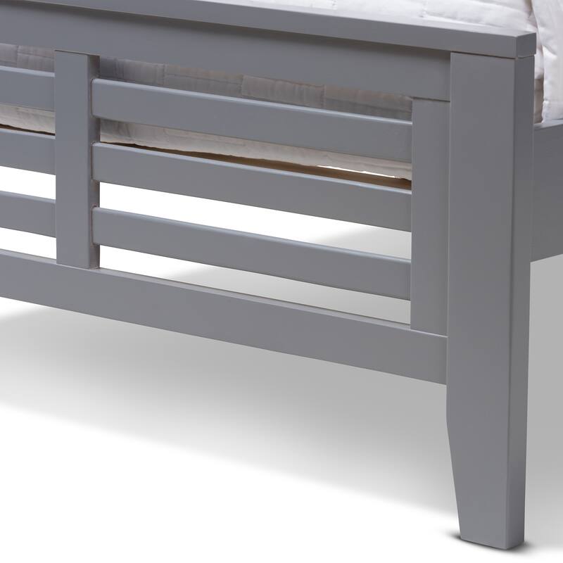 Twin Platform Bed with Trundle - Modern Grey Wood Bed Frame - City Chic Style - Easy Assembly