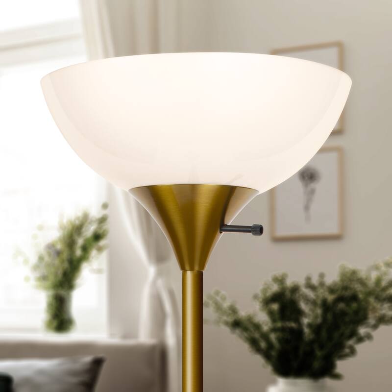 Brightech Sky Dome 72 in. Industrial 3-Way Dimming LED Floor Lamp with White Plastic Bowl Shade