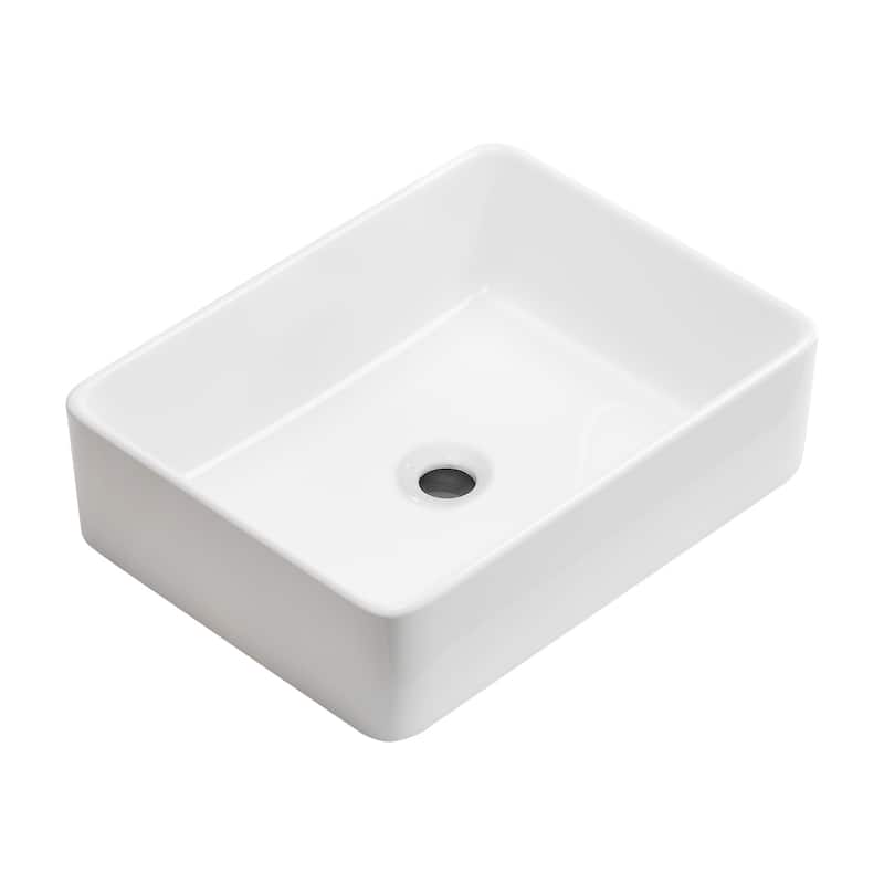 Modern Rectangular Countertop Ceramic Bathroom Sink - Medium