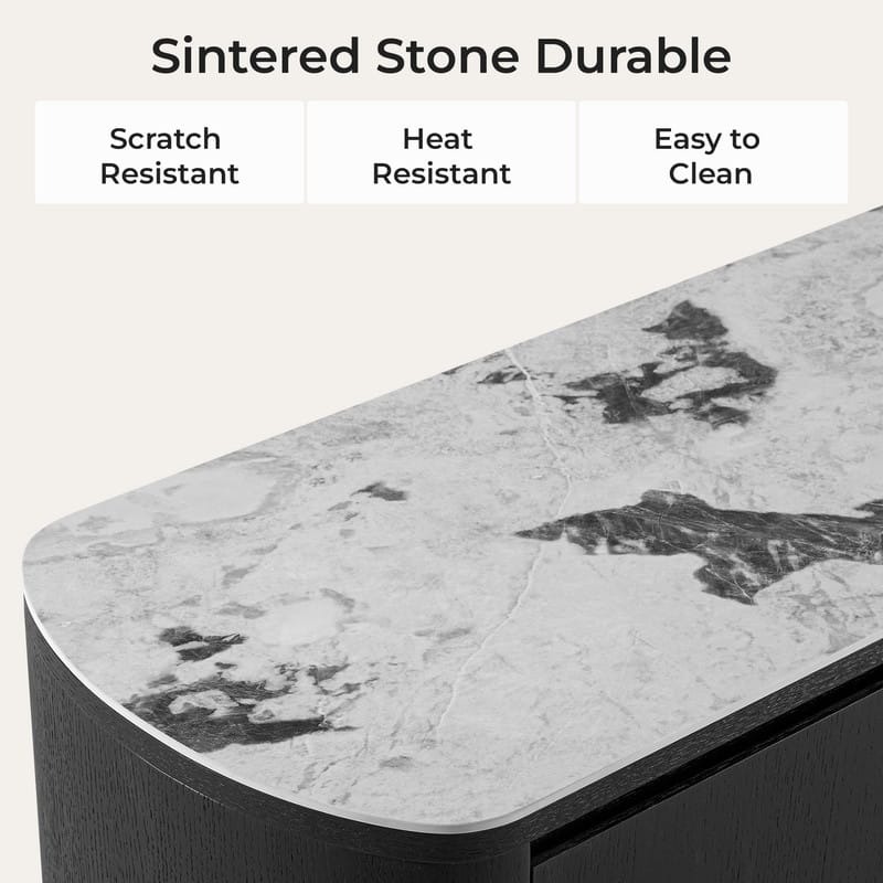 Spruce & Spring Modern Black Oak Sideboard with White Ceramic Top