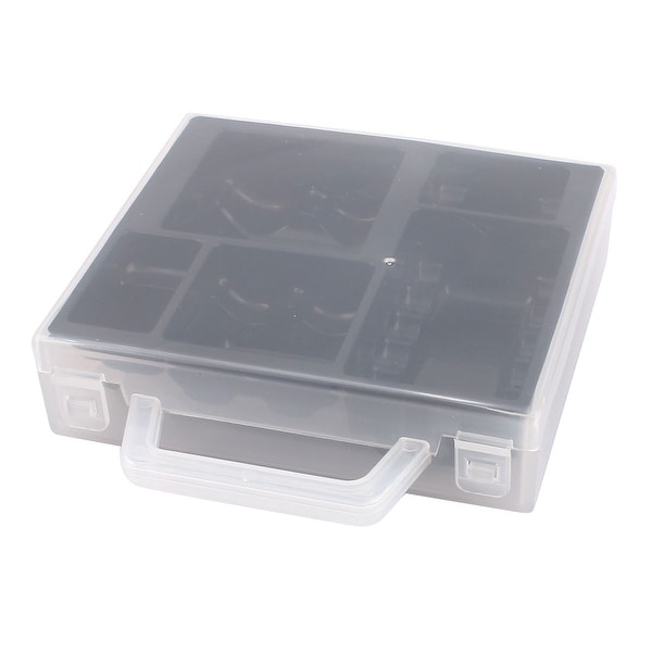 Unique Bargains Black Clear Plastic Battery Batteries Storage Box Container Organizer w Handle