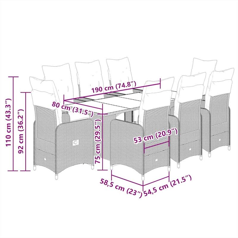 vidaXL Bistro Set Black - 21.5 x 23.0 x 36.2