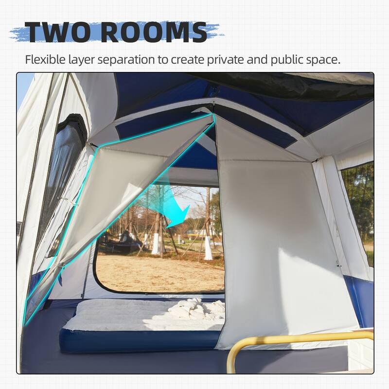 EROMMY Instant Cabin Tent 4/6/8/10 Person - 60 Second Setup, Waterproof Family Camping Tent with Rainfly & Carry Bag, 4-Season