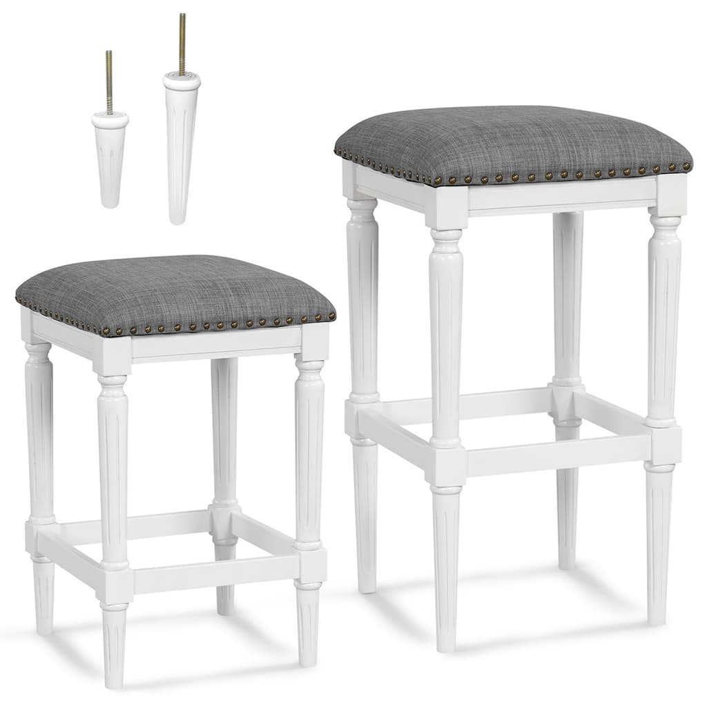 Costway 3 Heights Saddle Stool Set of 2 Square Kitchen Island Stool - See Details