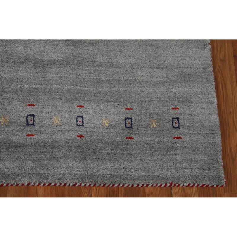 Hand Knotted Oriental 100% Wool Carpet Tribal Animal Pictorial Greys & Charcoal Gabbeh Area Rug - 7' 9'' X 5' 1''