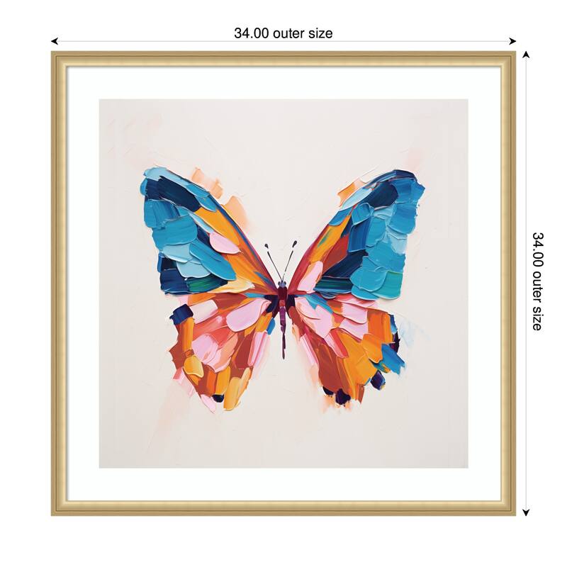 Kate and Laurel Framed Art Bold Colorful Brush Boho Butterfly by The Creative Bunch Studio