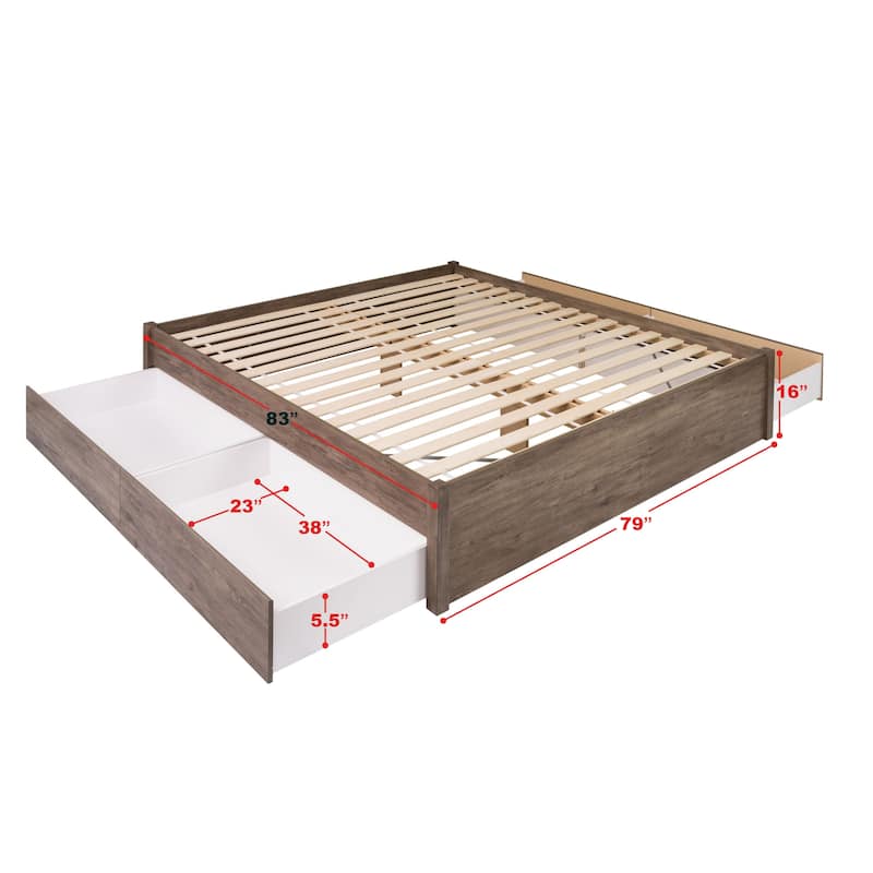 Prepac King 4-post Platform Bed with Optional Drawers