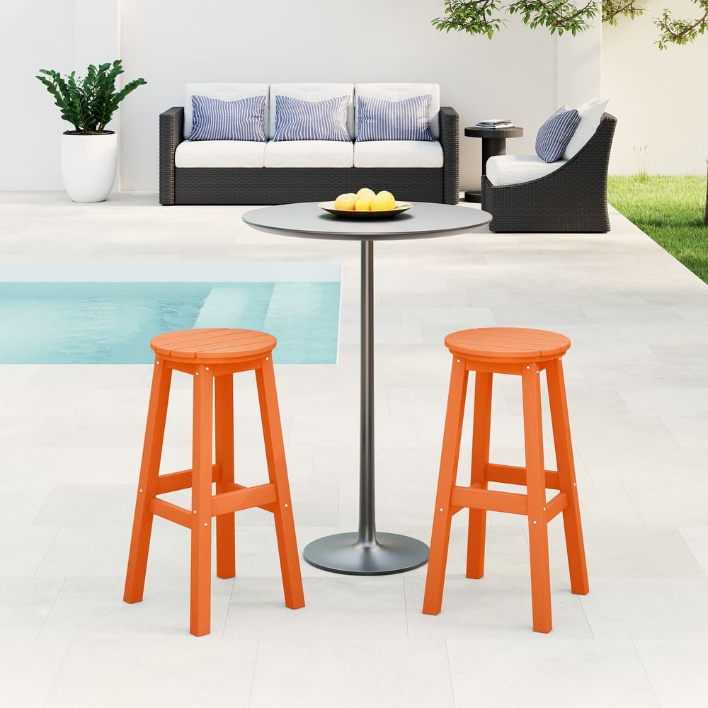 Laguna Hdpe All Weather Outdoor Patio 29" Round Bar Stool (Set Of 2)