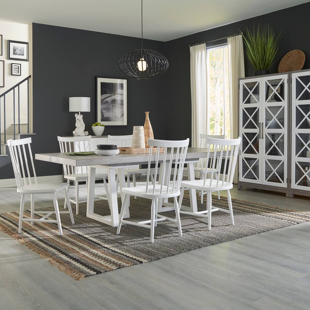 Palmetto Heights Two-Tone Optional 7 Piece Double Pedestal Table Set