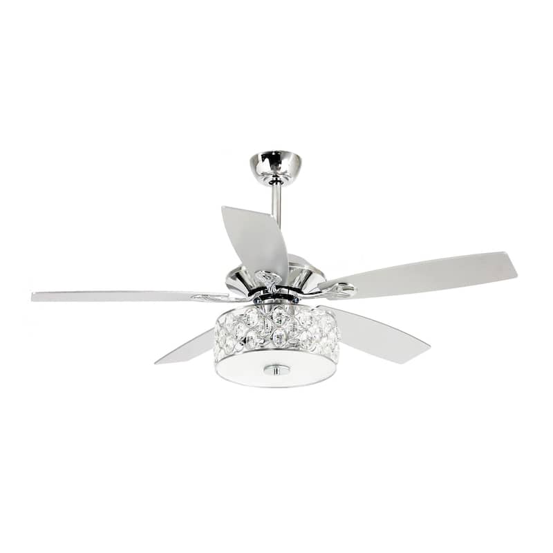 52" Modern 4-Light Chandelier Crystal Ceiling Fan with Remote
