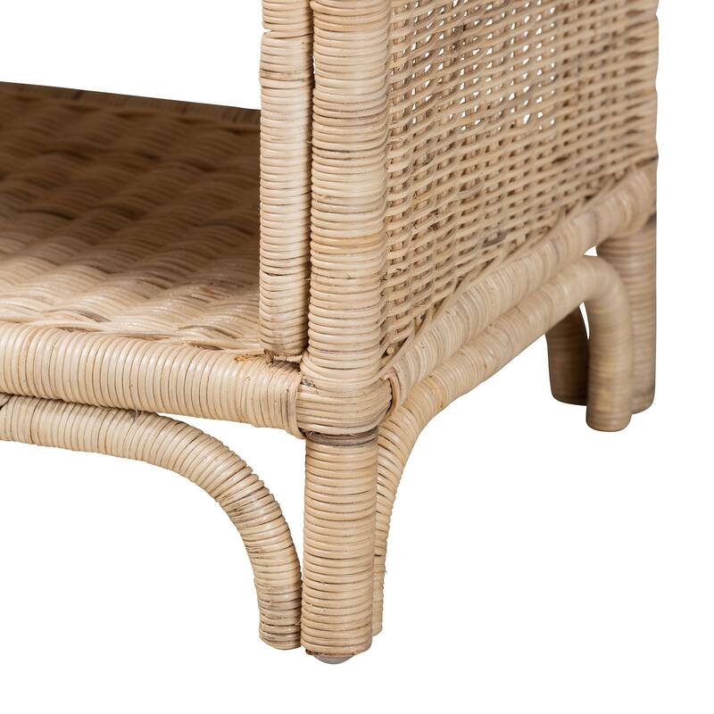 Magni Modern Bohemian Natural Brown Rattan 1-Drawer Nightstand