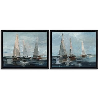 Stupell Sailboat Seascape Impressions Framed Floater Canvas Wall Art ...