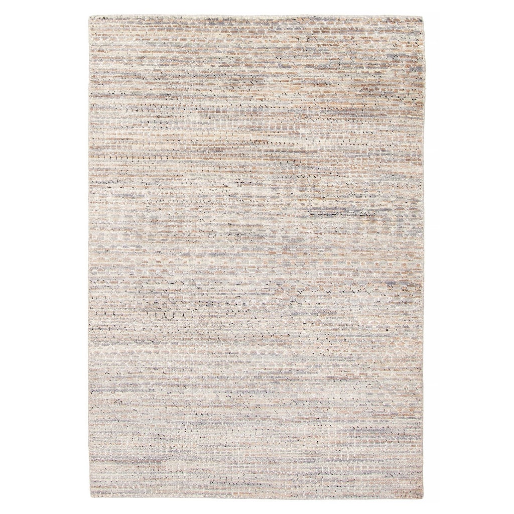 ECARPETGALLERY Hand-knotted Silk Shadow Grey Viscose, Wool Rug - 4'1 x 6'0