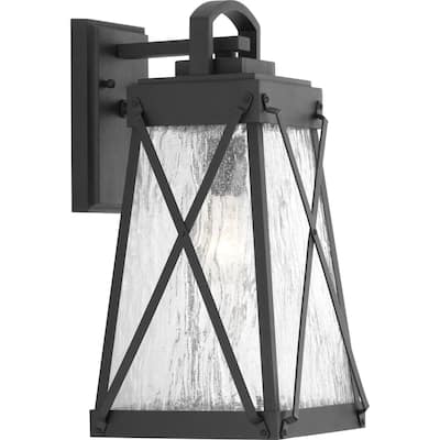 Creighton 1-Light Black Farmhouse Outdoor Wall Lantern Light - 20.000" x 13.250" x 12.500"